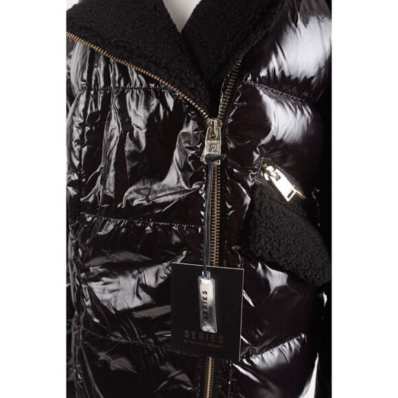 Series By Nicole Benisti Geilo Down Winter Jacket Coat Puffer Shearling Black M - Picture 4 of 6
